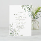 Rustische Waterverf Greenery Floral Rehearsal Dinn Kaart (Staand voorkant)