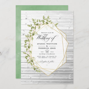 Rustische Waterverf Greenery Geometric Wedding Kaart