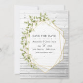 Rustische Waterverf Greenery Geometric Wedding Save The Date (Voorkant)