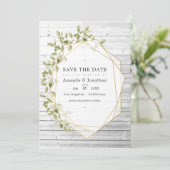 Rustische Waterverf Greenery Geometric Wedding Save The Date (Staand voorkant)