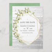 Rustische Waterverf Greenery Geometric Wedding Save The Date (Voorkant / Achterkant)