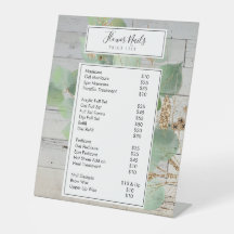 Rustische Waterverf Greenery Nail Salon Price List