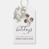 Rustische Waterverf Greenery Pine Holiday Cadeaulabel (Voorkant)