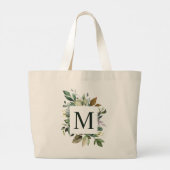 Rustische Waterverf Greenery Square Wreator Monogr Grote Tote Bag (Achterkant)