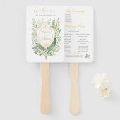 Rustische Waterverf Greenery Wedding Handwaaier (Voorkant en achterkant)