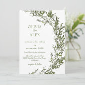 Rustische Waterverf Greenery Wedding Invitation Kaart (Staand voorkant)