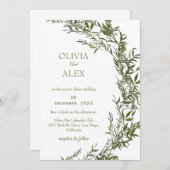 Rustische Waterverf Greenery Wedding Invitation Kaart (Voorkant / Achterkant)