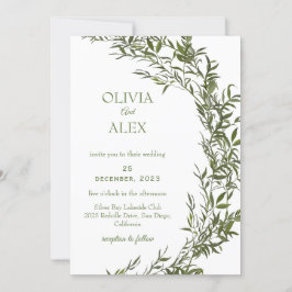 Rustische Waterverf Greenery Wedding Invitation Kaart