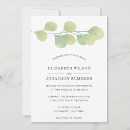 Rustische Waterverf Greenery Wedding Invitation Kaart
