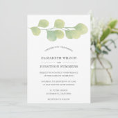 Rustische Waterverf Greenery Wedding Invitation Kaart (Staand voorkant)