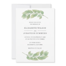 Rustische Waterverf Greenery Wedding Invitation