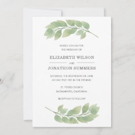 Rustische Waterverf Greenery Wedding Invitation Kaart