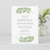 Rustische Waterverf Greenery Wedding Invitation Kaart (Staand voorkant)