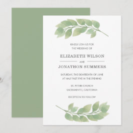 Rustische Waterverf Greenery Wedding Invitation Kaart