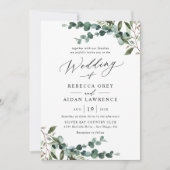 Rustische Waterverf Greenery Wedding Kaart (Voorkant)