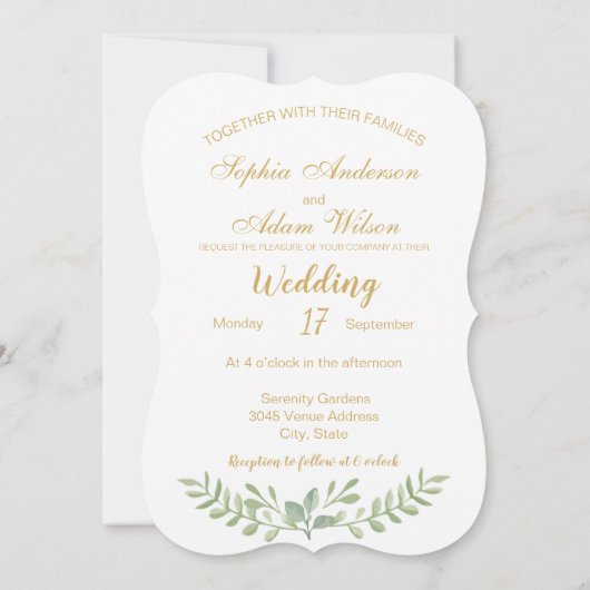 Rustische Waterverf Greenery Wedding Kaart (Achterkant)