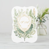 Rustische Waterverf Greenery Wedding Kaart (Staand voorkant)