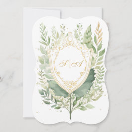 Rustische Waterverf Greenery Wedding Kaart