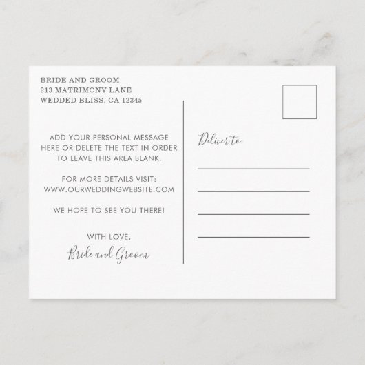 Rustische Waterverf Greenery Wedding Save the Date Aankondigingskaart (Achterkant)