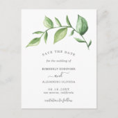 Rustische Waterverf Greenery Wedding Save the Date Aankondigingskaart (Voorkant)