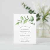 Rustische Waterverf Greenery Wedding Save the Date Aankondigingskaart (Staand voorkant)
