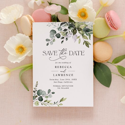 Rustische Waterverf Greenery Wedding Save the Date Kaart