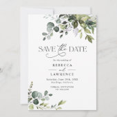 Rustische Waterverf Greenery Wedding Save the Date Kaart (Voorkant)