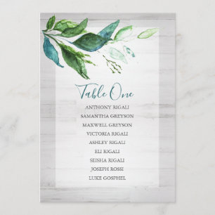 Rustische Waterverf Greenery Wedding Seating Chart Kaart