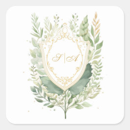 Rustische Waterverf Greenery Wedding Vierkante Sticker