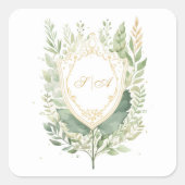 Rustische Waterverf Greenery Wedding Vierkante Sticker (Voorkant)