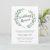 Rustische Waterverf Greenery Wreath Couples Shower Kaart (Staand voorkant)