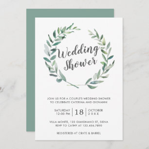 Rustische Waterverf Greenery Wreath Couples Shower Kaart