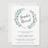 Rustische Waterverf Greenery Wreath Gender onthull Kaart (Voorkant)