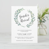 Rustische Waterverf Greenery Wreath Gender onthull Kaart (Staand voorkant)
