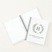 Rustische Waterverf Greenery Wreath Monogram Weddi Notitieboek (Binnen)
