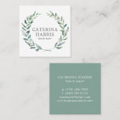 Rustische Waterverf Greenery Wreath Professional Vierkante Visitekaartje (Voorkant / Achterkant)