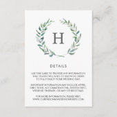 Rustische Waterverf Greenery Wreath Wedding Detail Informatiekaartje (Voorkant)