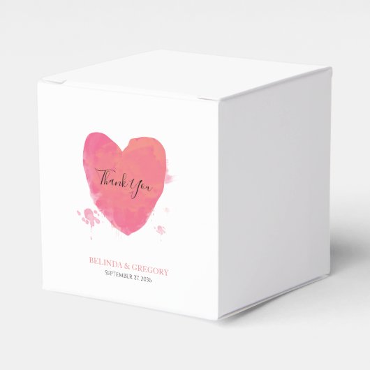 Rustische Waterverf Heart Wedding Bedankdoosjes (Voorkant Zijde)