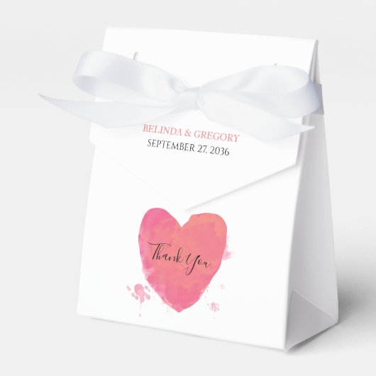 Rustische Waterverf Heart Wedding Bedankdoosjes (Voorkant Zijde)
