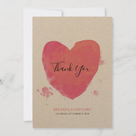 Rustische Waterverf Heart Wedding Bedankkaart