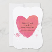 Rustische Waterverf Heart Wedding Invitations Kaart (Achterkant)