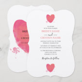 Rustische Waterverf Heart Wedding Invitations Kaart (Voorkant / Achterkant)