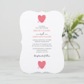 Rustische Waterverf Heart Wedding Invitations Kaart (Staand voorkant)