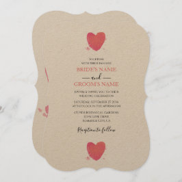 Rustische Waterverf Heart Wedding Invitations Kaart