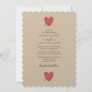 Rustische Waterverf Heart Wedding Invitations Kaart