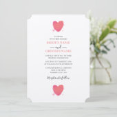 Rustische Waterverf Heart Wedding Invitations Kaart (Staand voorkant)