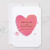Rustische Waterverf Heart Wedding Invitations Kaart (Achterkant)