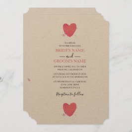 Rustische Waterverf Heart Wedding Invitations Kaart