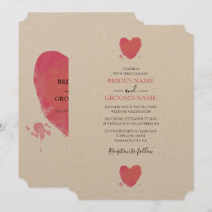 Rustische Waterverf Heart Wedding Invitations Kaart