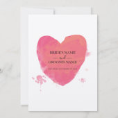 Rustische Waterverf Heart Wedding Invitations Kaart (Achterkant)